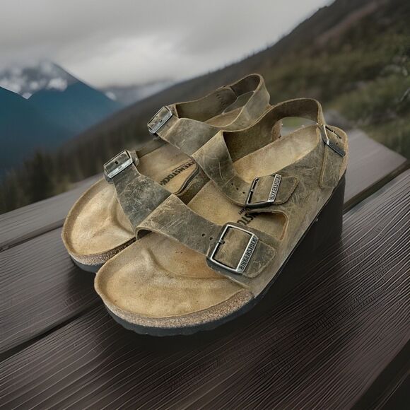 Birkenstock Milano Oil Leather Sandals Tan Men\'s Size 13-13.5 US 46 New Comfort main image 6